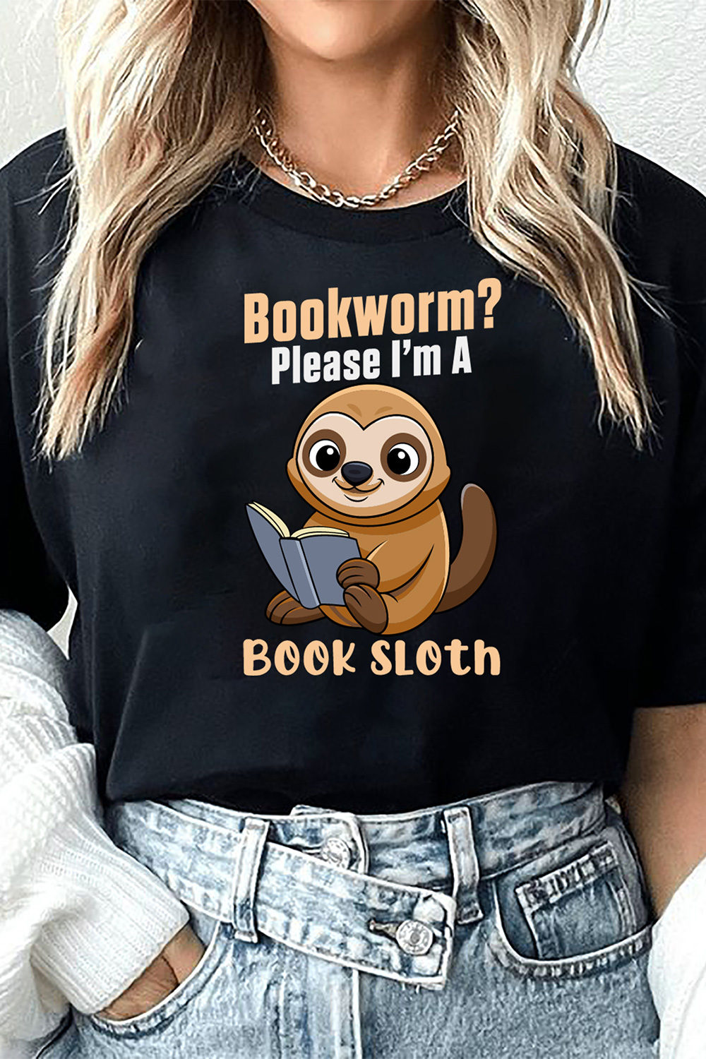 Bookworm Please I'm A Book Sloths Designs pinterest preview image.