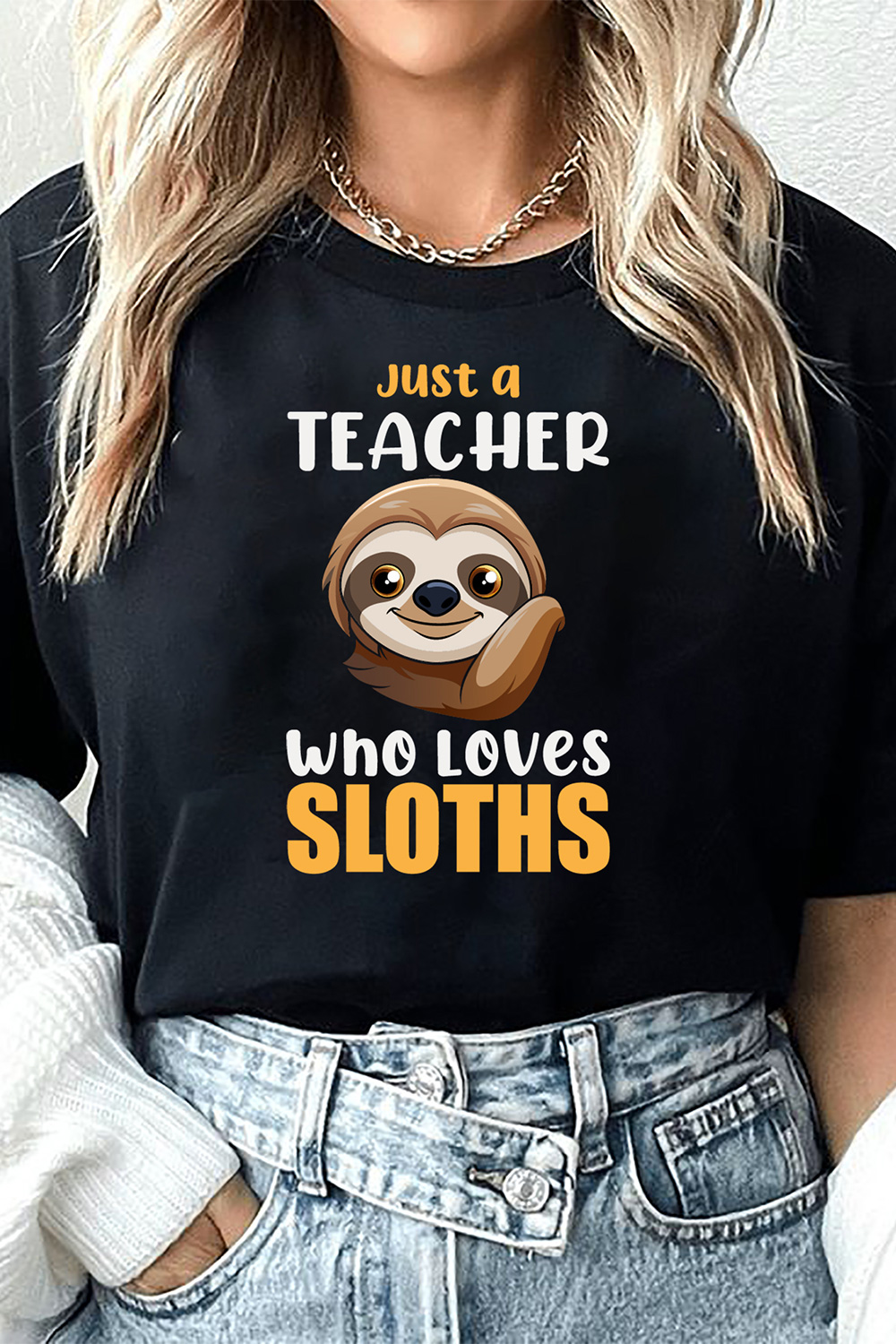 Teacher Loves Sloths Design pinterest preview image.