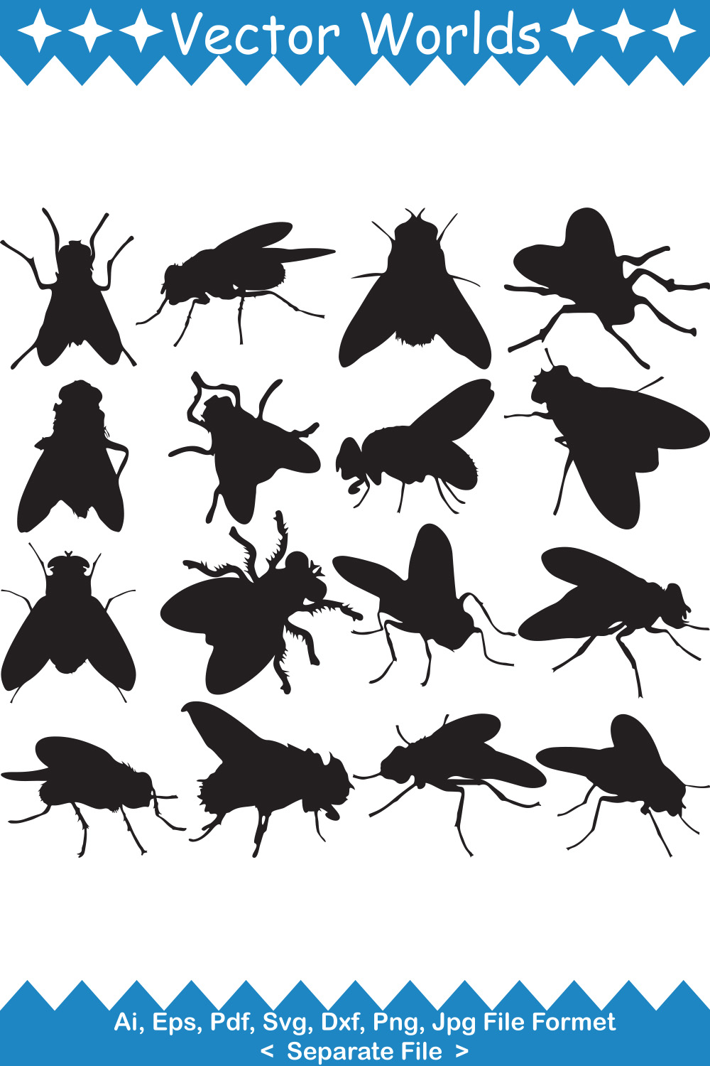 Flies SVG Vector Design pinterest preview image.