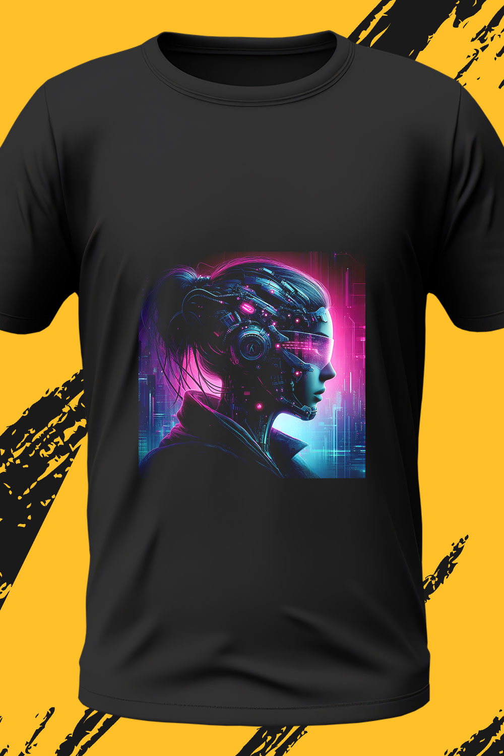 Cyberpunk T Shirt Design pinterest preview image.