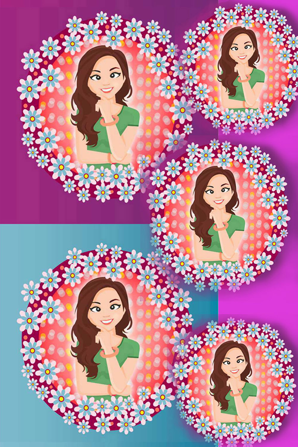 Girl in Flowers Clipart pinterest preview image.