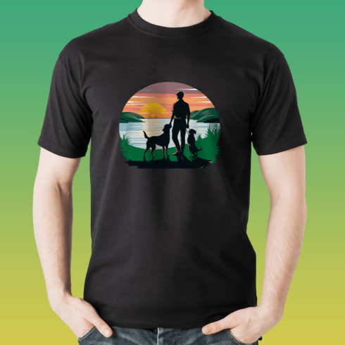 Sunset Companions - Retro Dog Lover’s T-Shirt ( Perfect for Tee ) cover image.