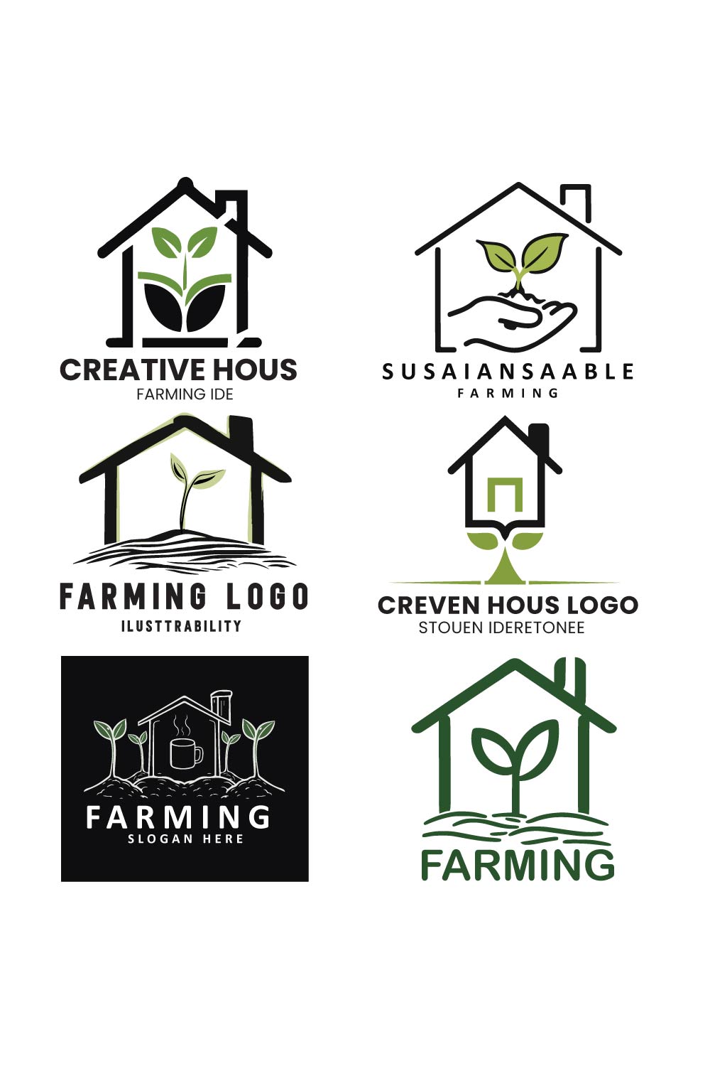 Farming logo with icon design Bundle pinterest preview image.