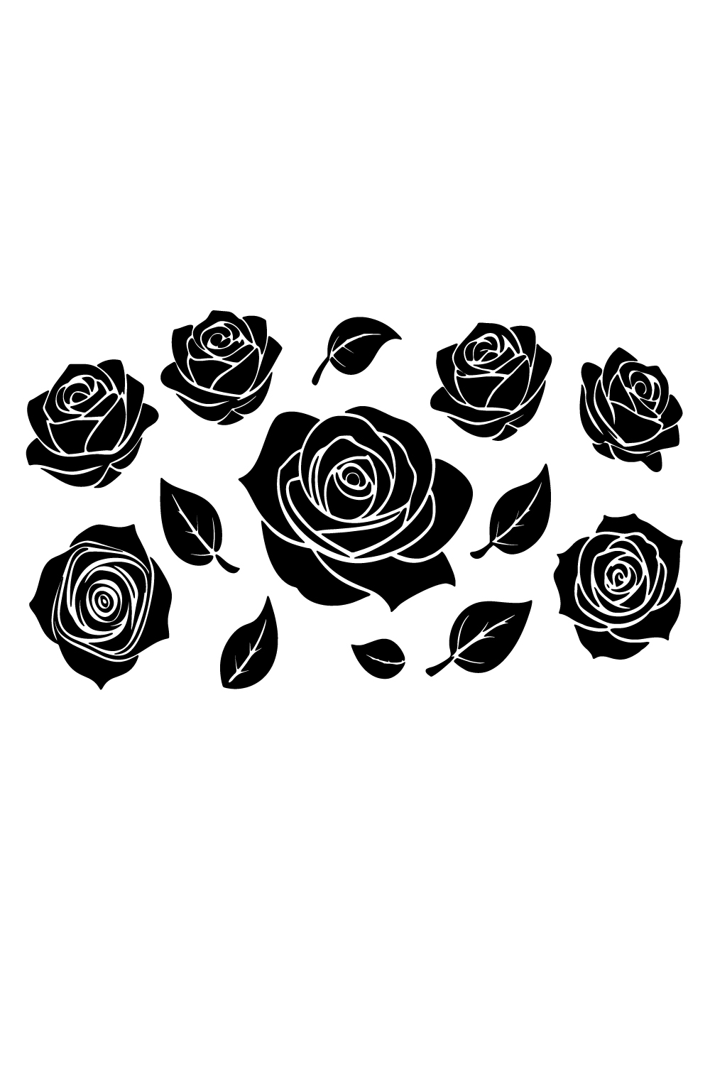 Rose flowers set silhouette pinterest preview image.