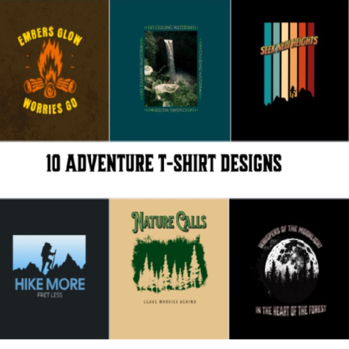 10 Adventure T-Shirt designs cover image.