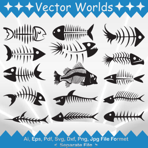 Fish Bone SVG Vector Design cover image.