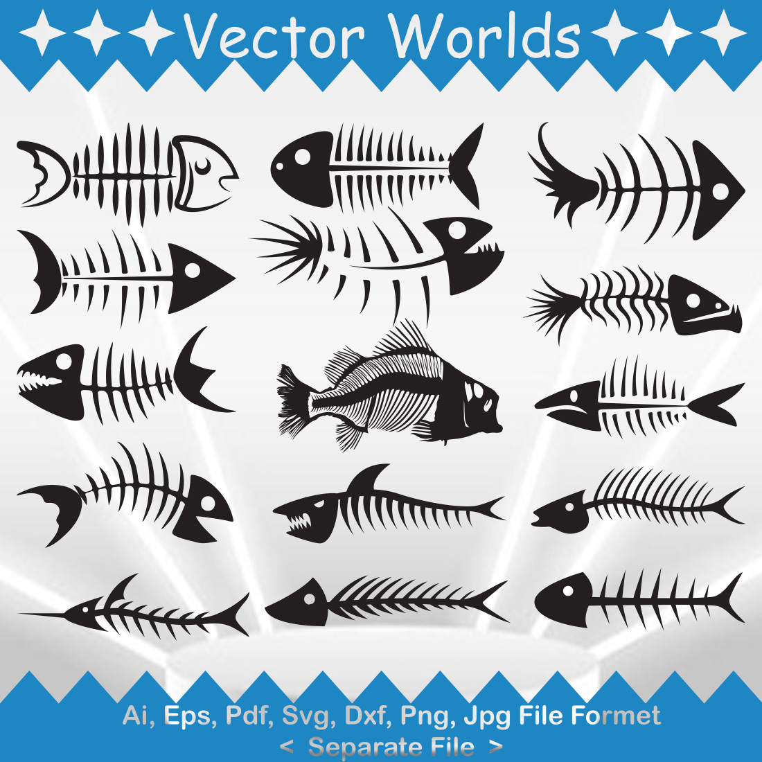 Fish Bone SVG Vector Design preview image.