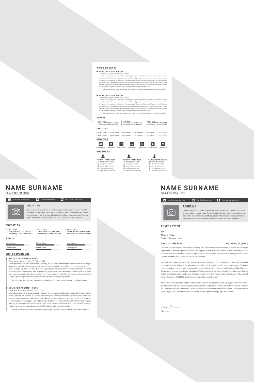 Modern CV Design pinterest preview image.