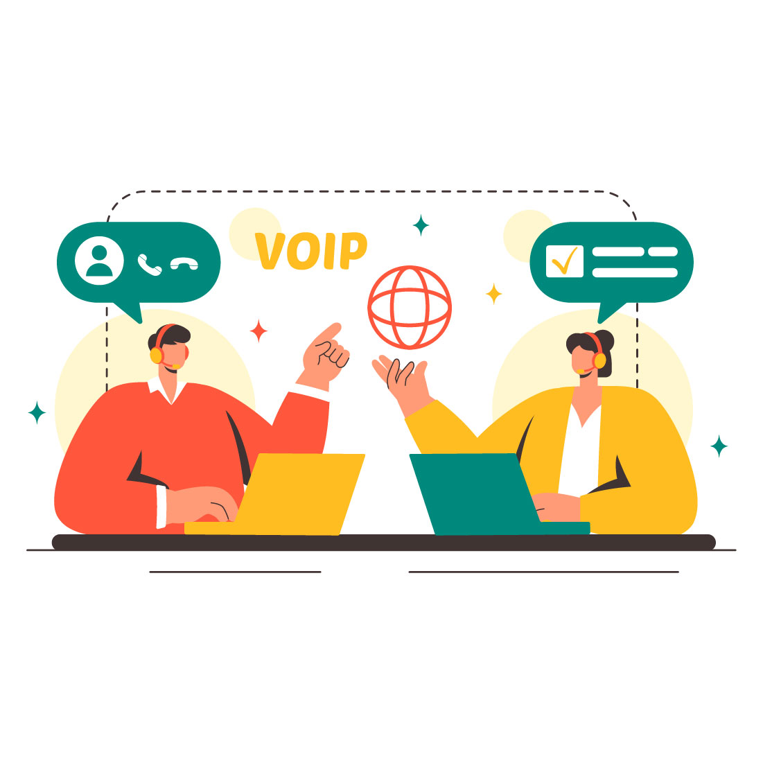 20 VOIP or Voice Over Internet Protocol Illustration preview image.