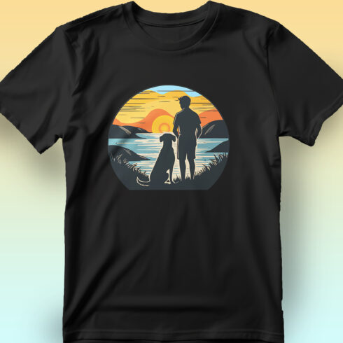 Vintage Sunset Companions - Retro Silhouette T-Shirt Design cover image.