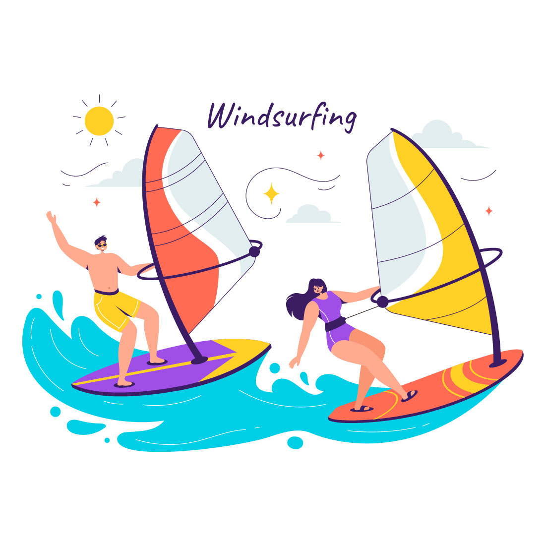 9 Windsurfing Sport Illustration cover image.