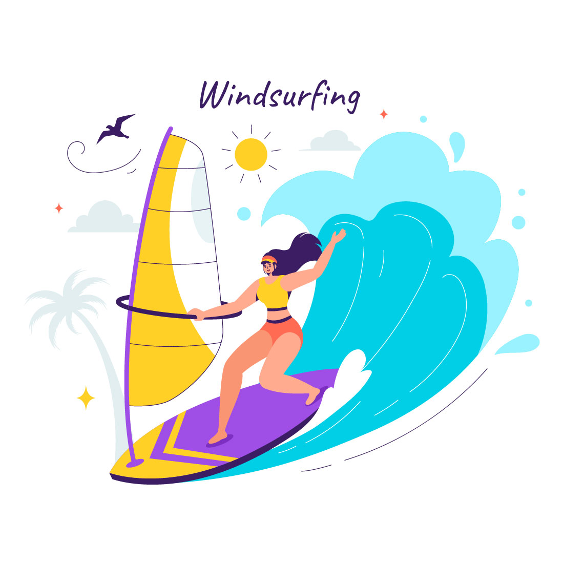 9 Windsurfing Sport Illustration preview image.