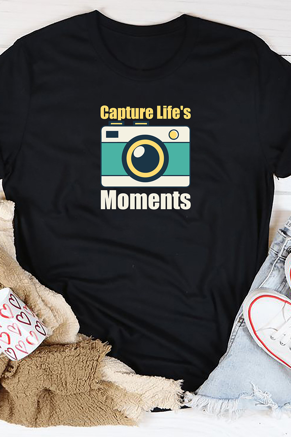 Capture Life's Moment - World Photography Day Tshirt Design pinterest preview image.