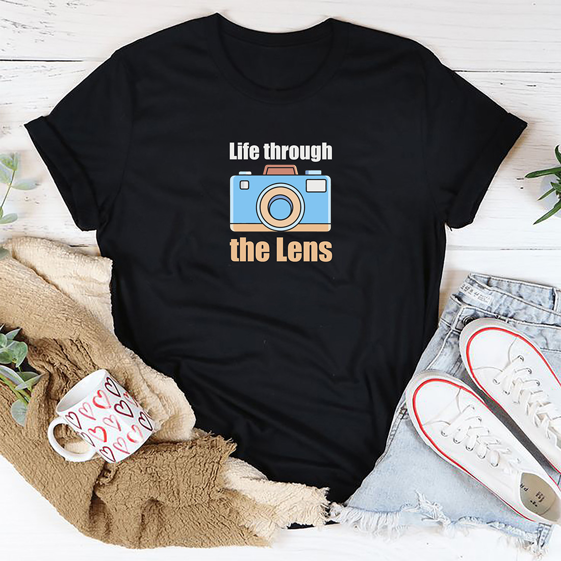 Life through the lens - World Photography Day T-Shirt Design cover image.