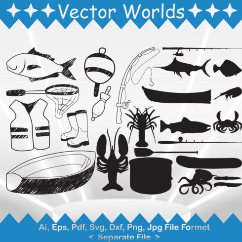 Fishing Equipment SVG Vector Design cover image.