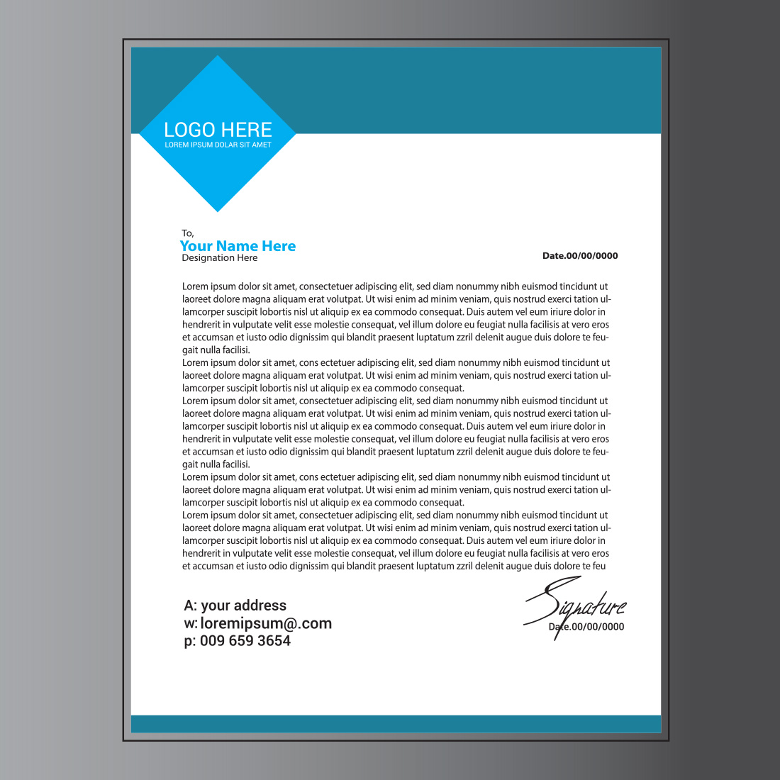 Modern Letterhead Design preview image.