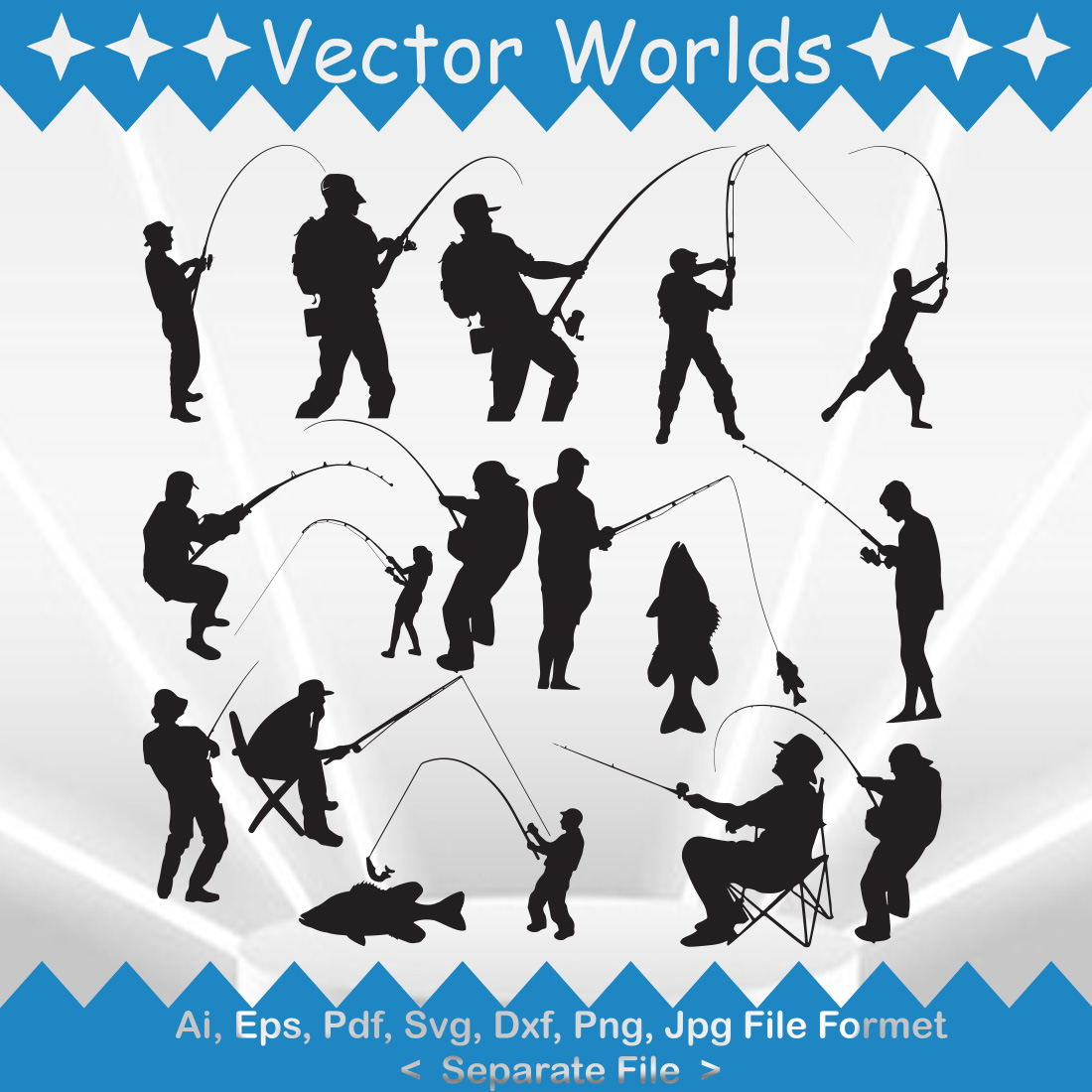 Fishing SVG Vector Design preview image.