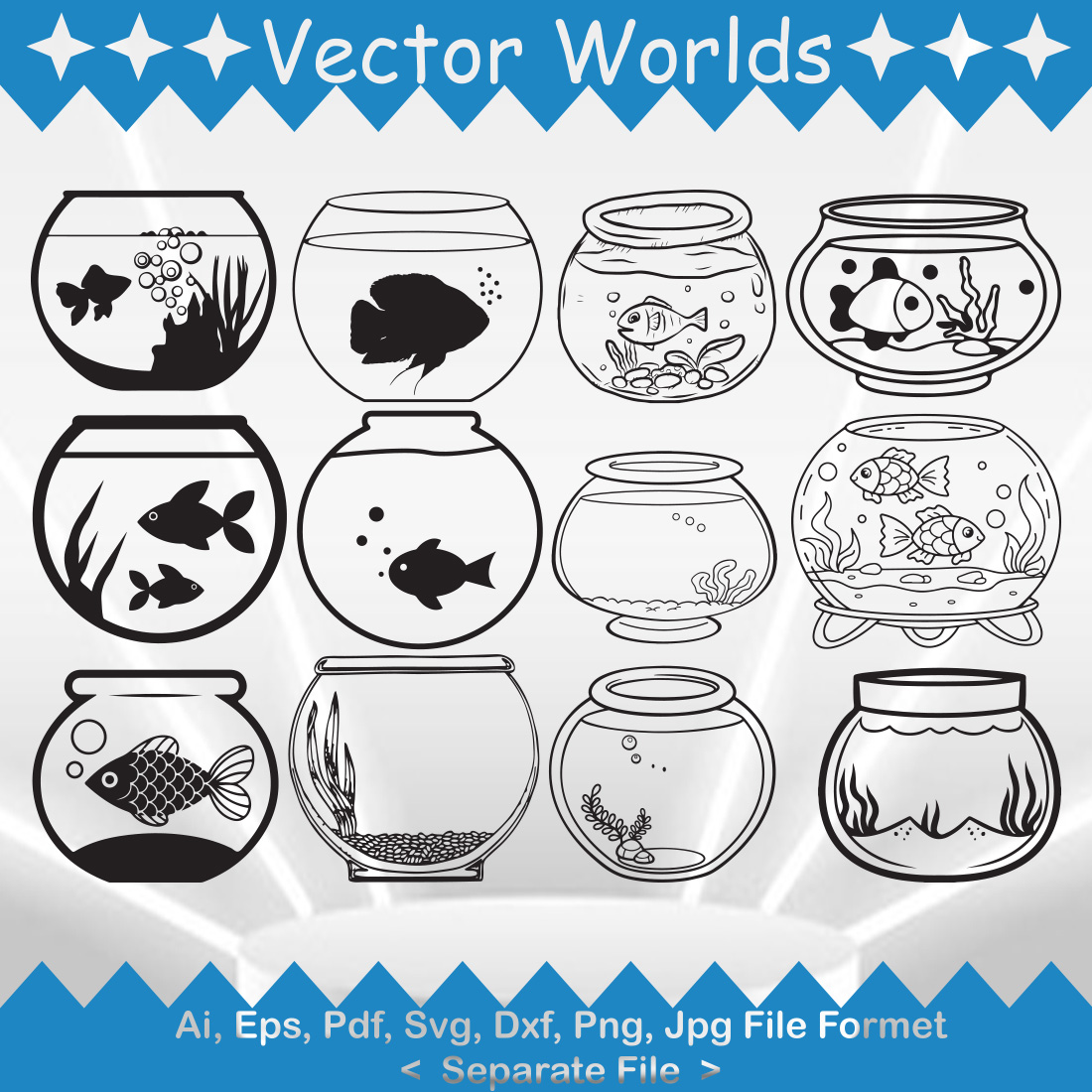 Fish Bowl SVG Vector Design preview image.