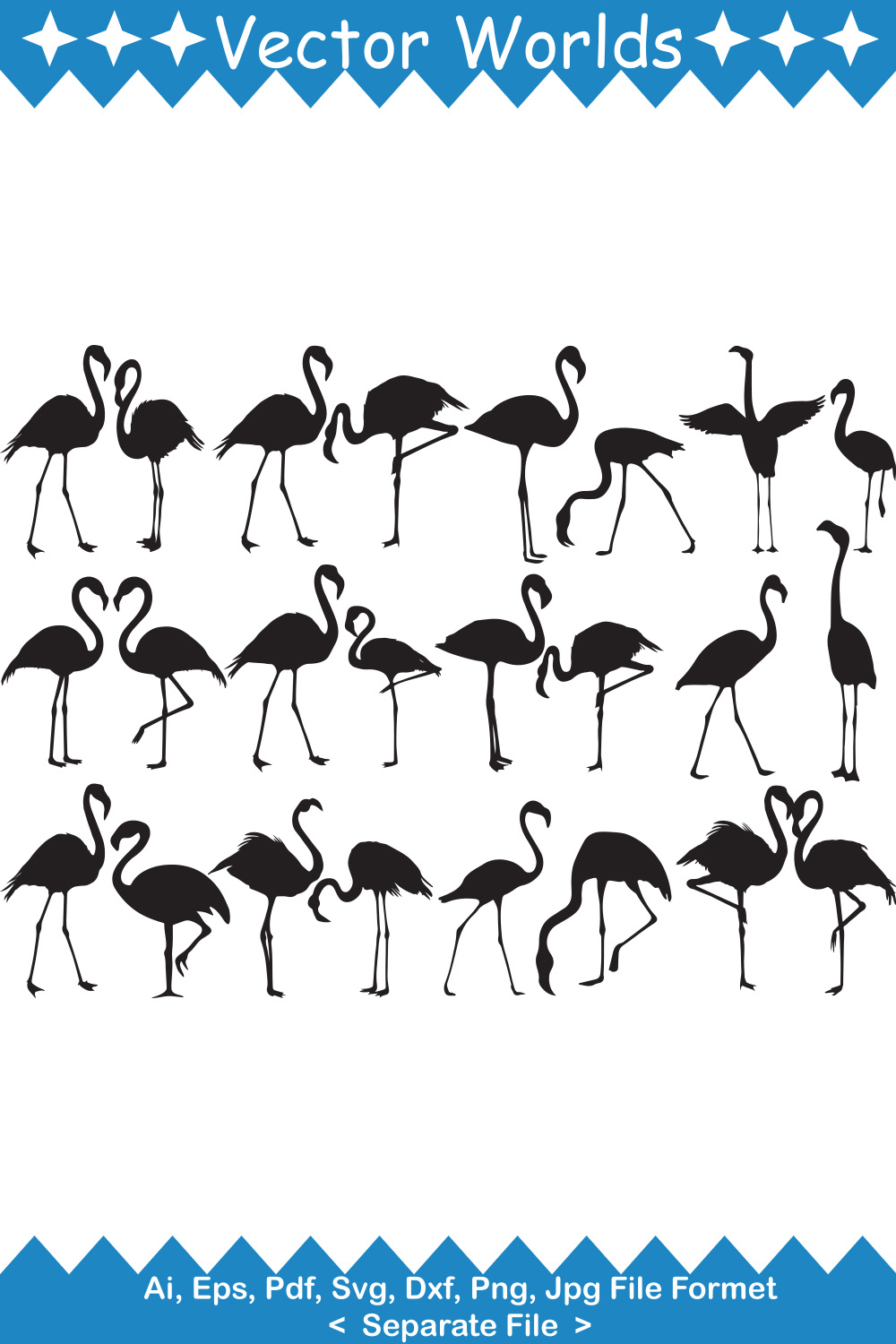 Flamingo Couple SVG Vector Design pinterest preview image.