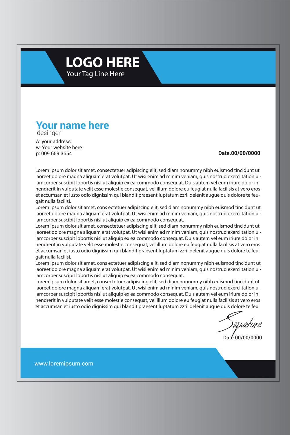 Modern Letterhead Design pinterest preview image.