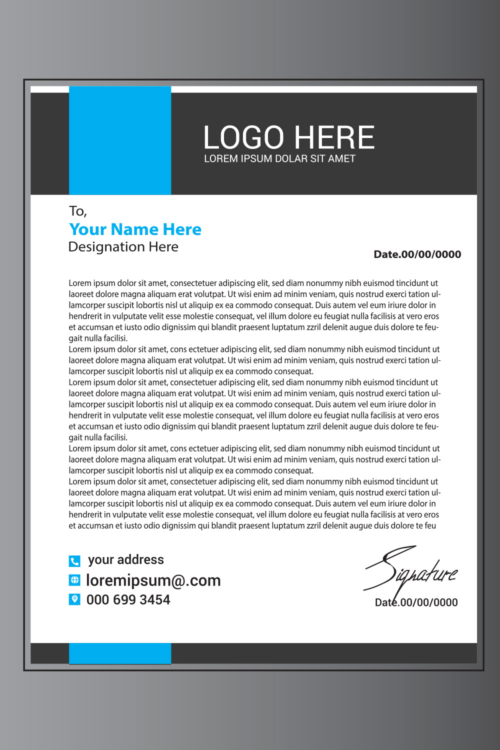 Modern Letterhead Design pinterest preview image.