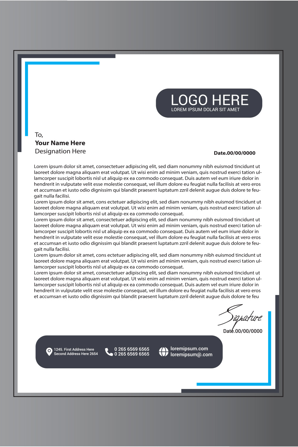 Modern Letterhead Design pinterest preview image.