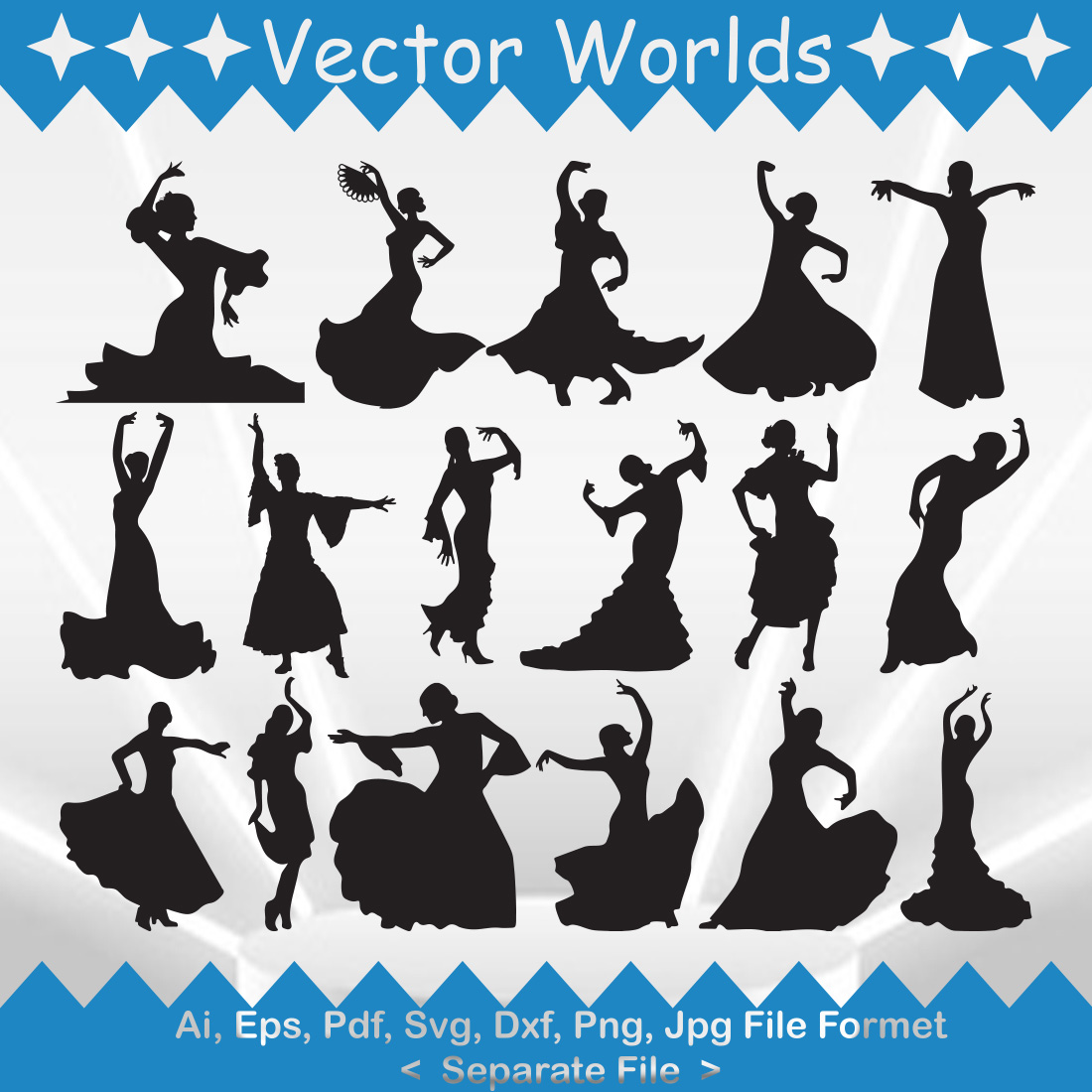 Flamenco Dancer SVG Vector Design preview image.