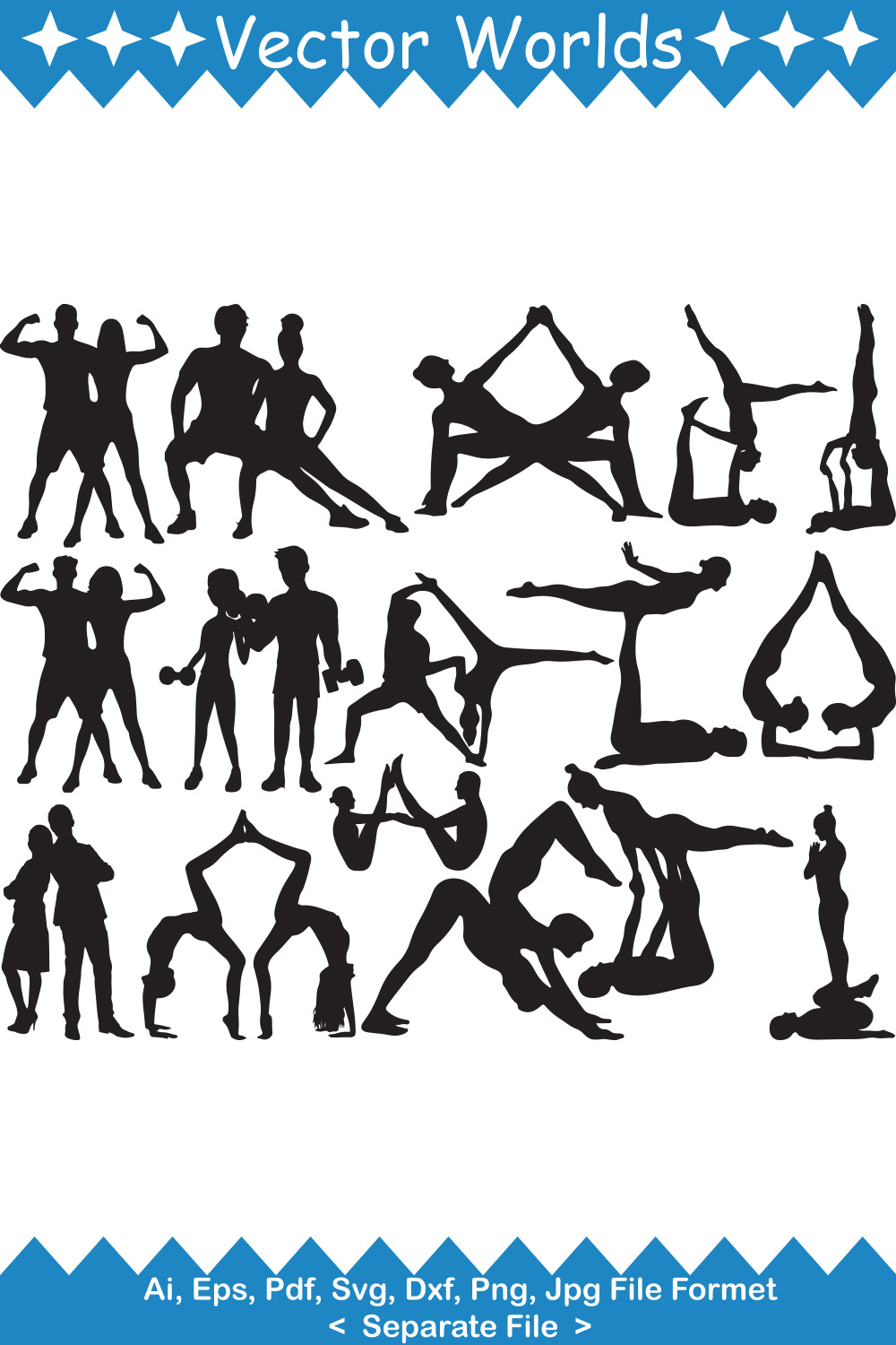 Fitness Couple SVG Vector Design pinterest preview image.