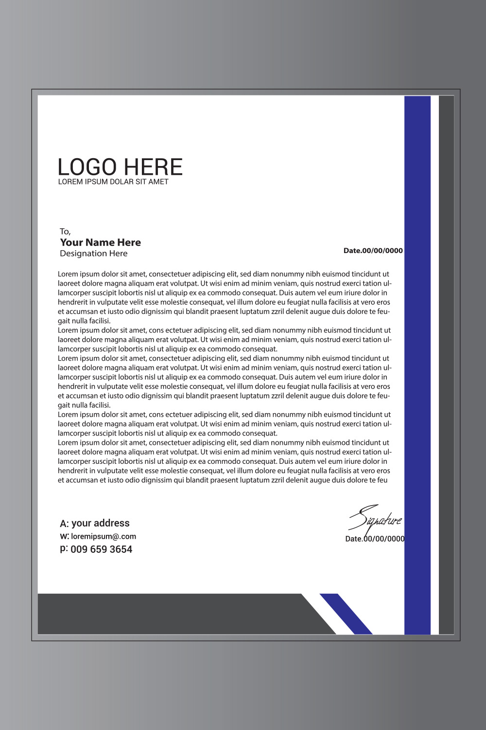 Modern Letterhead Design pinterest preview image.