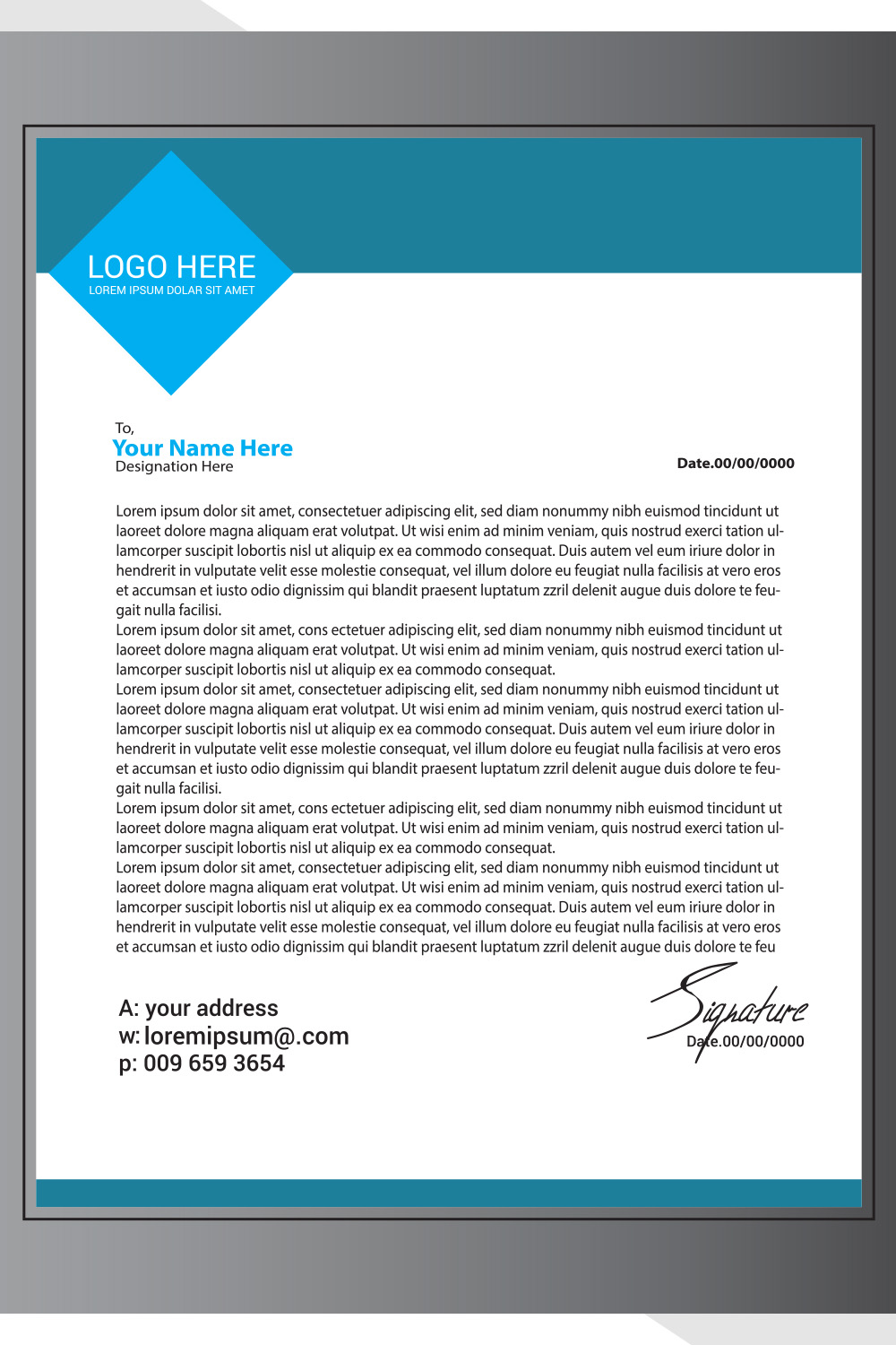 Modern Letterhead Design pinterest preview image.