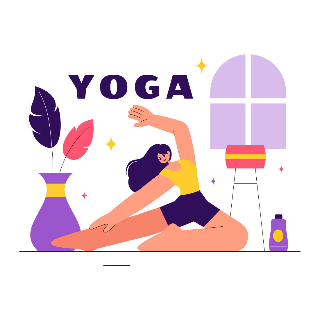 9 Yoga and Meditation Practices Illustration preview image.