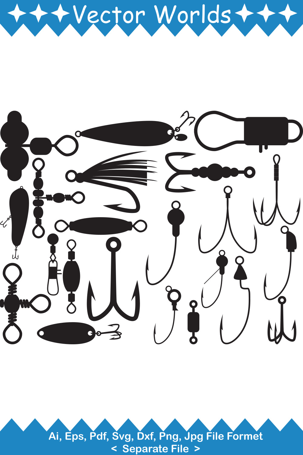 Fishing Tackle SVG Vector Design pinterest preview image.