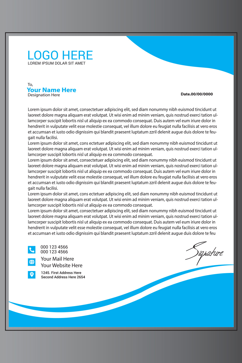 Modern Letterhead Design pinterest preview image.