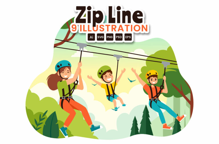 9 Zip Line Activity Illustration - MasterBundles