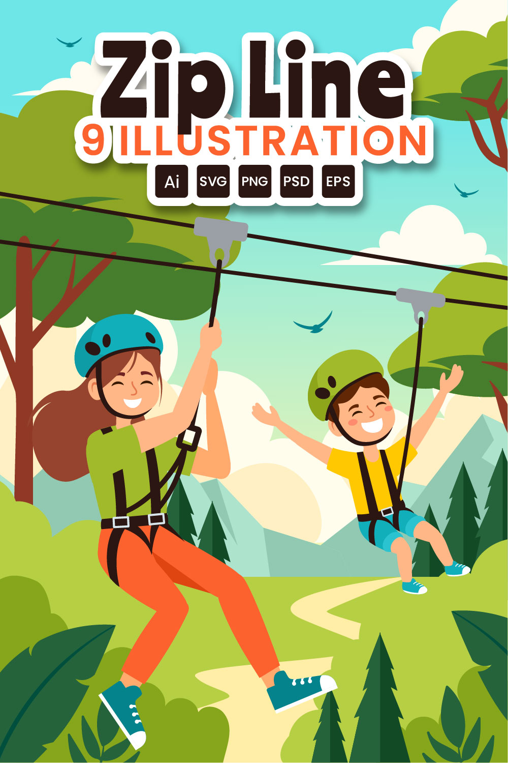 9 Zip Line Activity Illustration pinterest preview image.