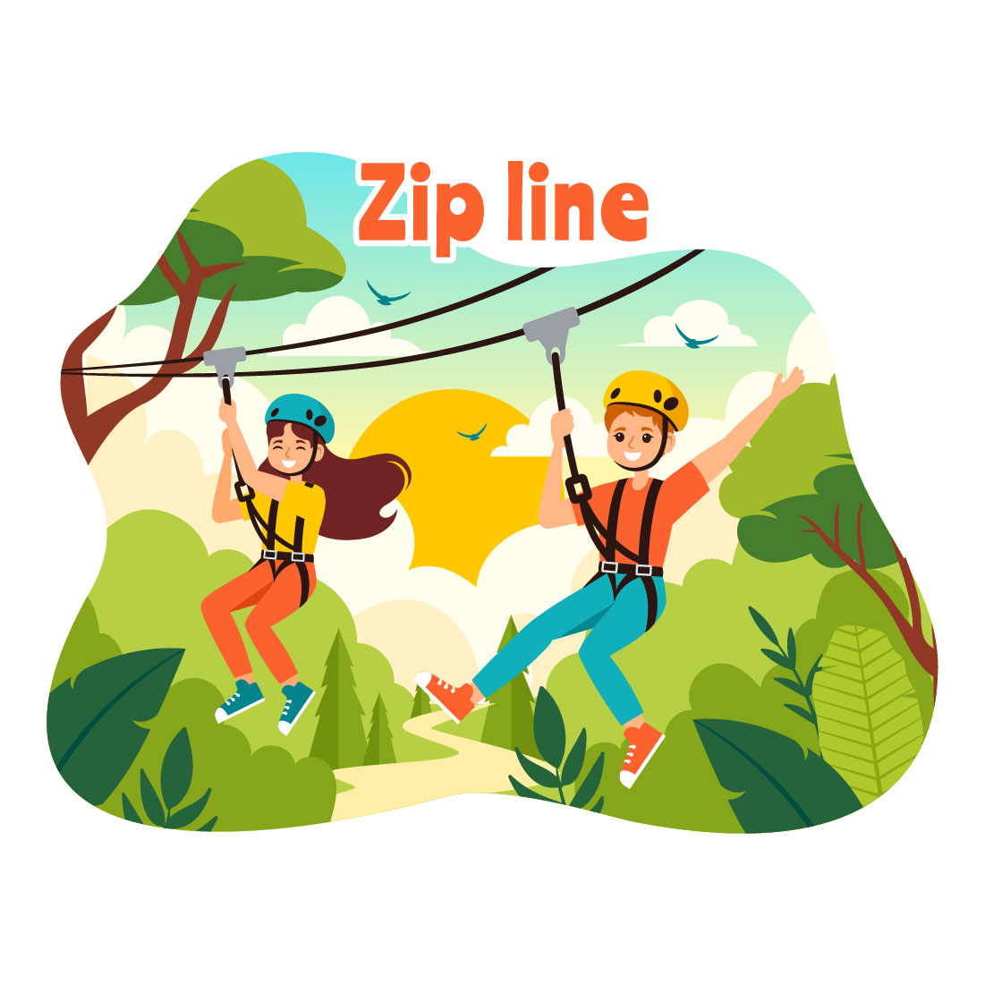 9 Zip Line Activity Illustration preview image.