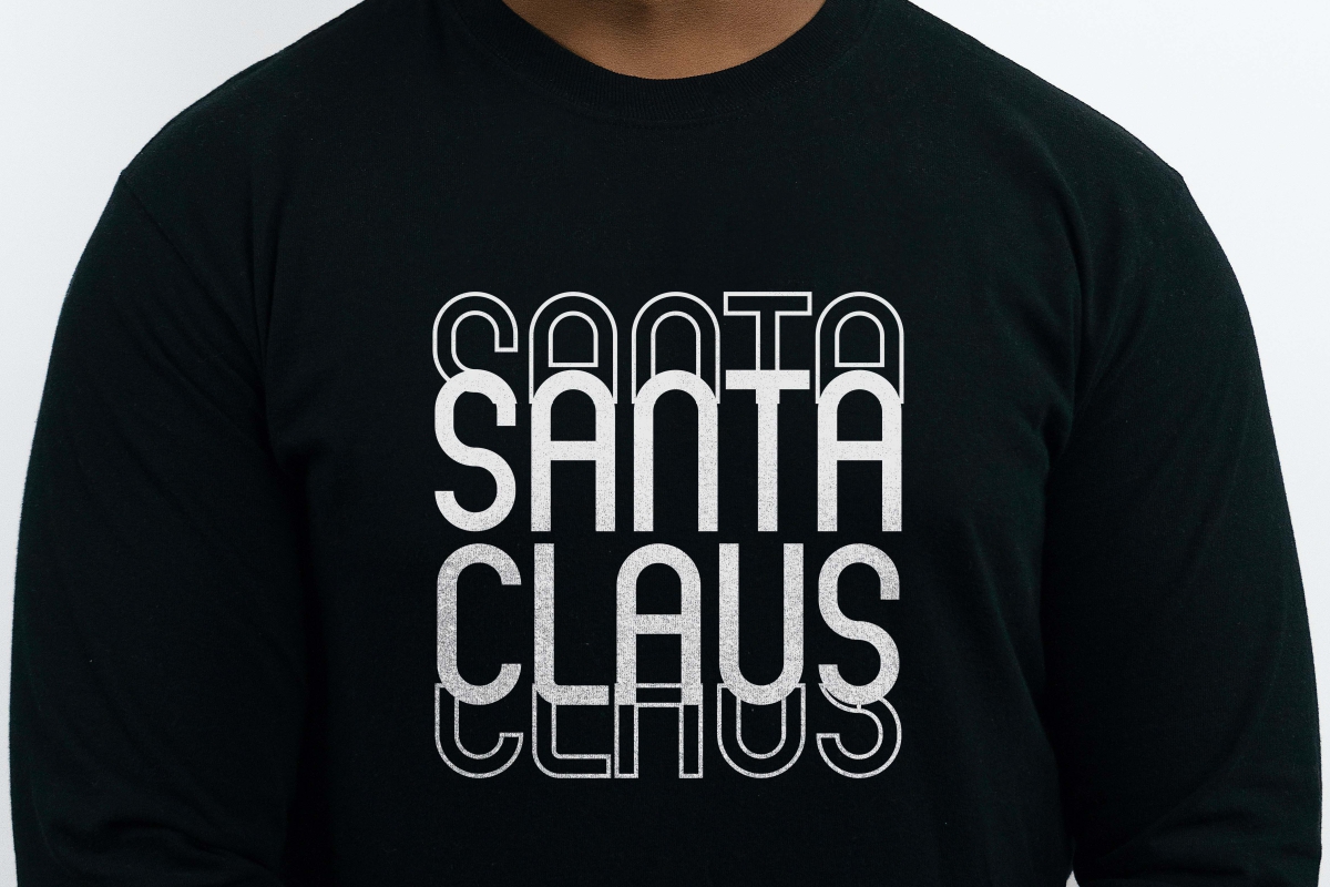 06 santa claus santa manta slim display font with black tshirt mockup preview 533