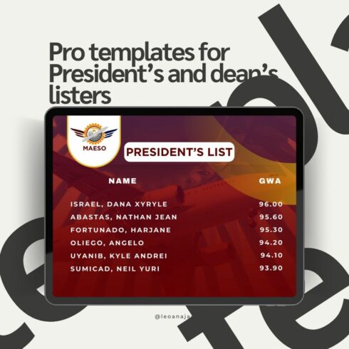 President's and Dean's Listers Pro Canva Template for you cover image.