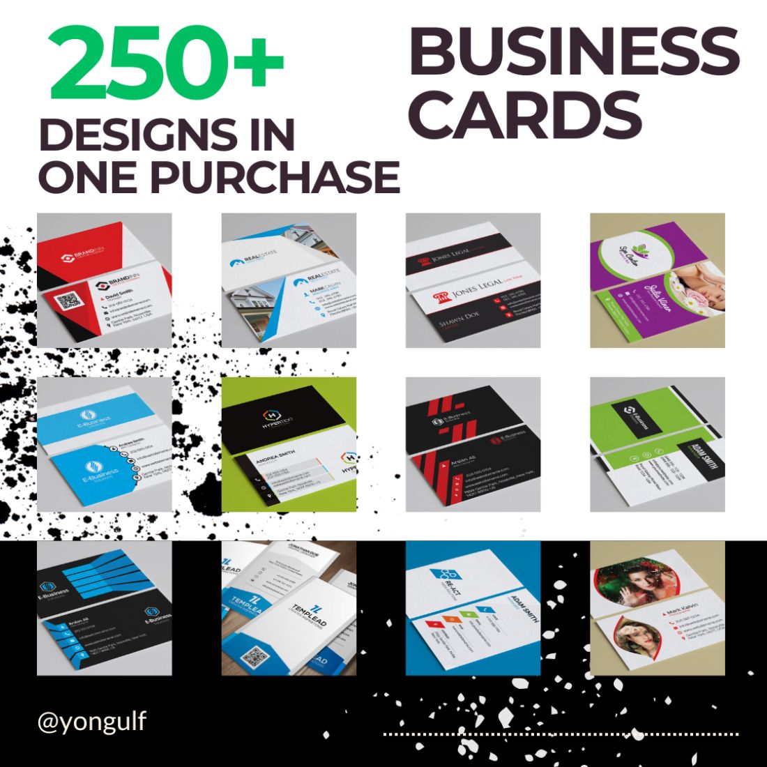 Business Cards 250+ Designs FREE Templates (Photoshop) cover image.