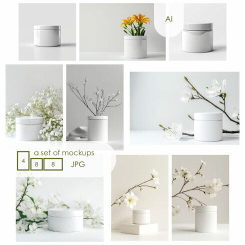 A set of mockups in cosmetic jars cover image.