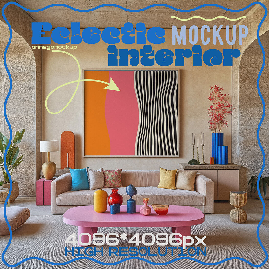 Eclectic Interior Mockup 13 | High-Resolution 4096x4096px | Stylish Artwork Presentation preview image.