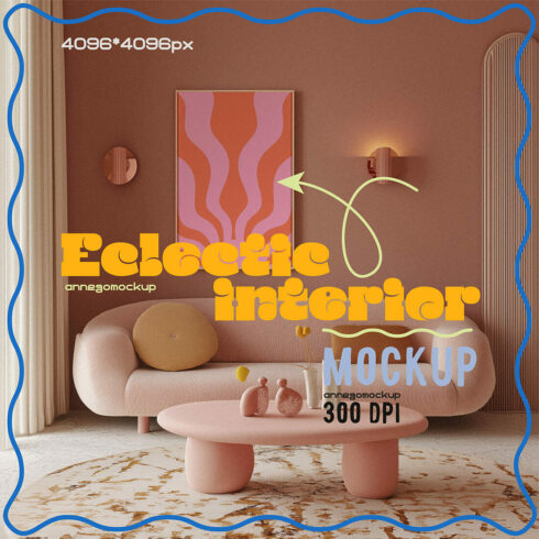 Eclectic Interior Mockup 13 | High-Resolution 4096x4096px | Stylish Artwork Presentation cover image.