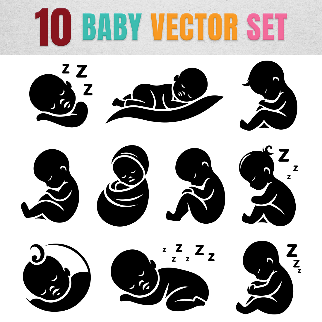 10 Baby vector SET Bundle preview image.