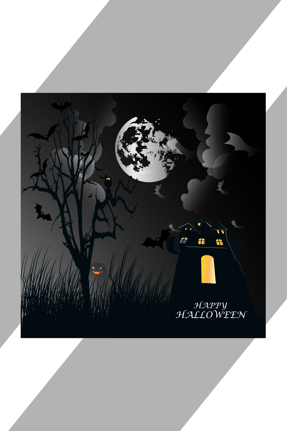 halloween pumpkins on dark background pinterest preview image.