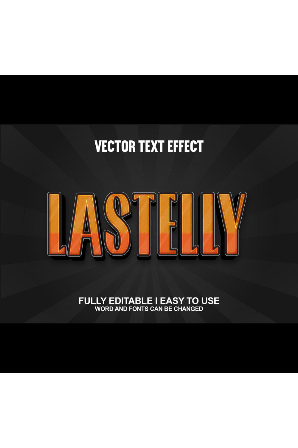 Fully Editable Vector 3D Text Effect pinterest preview image.