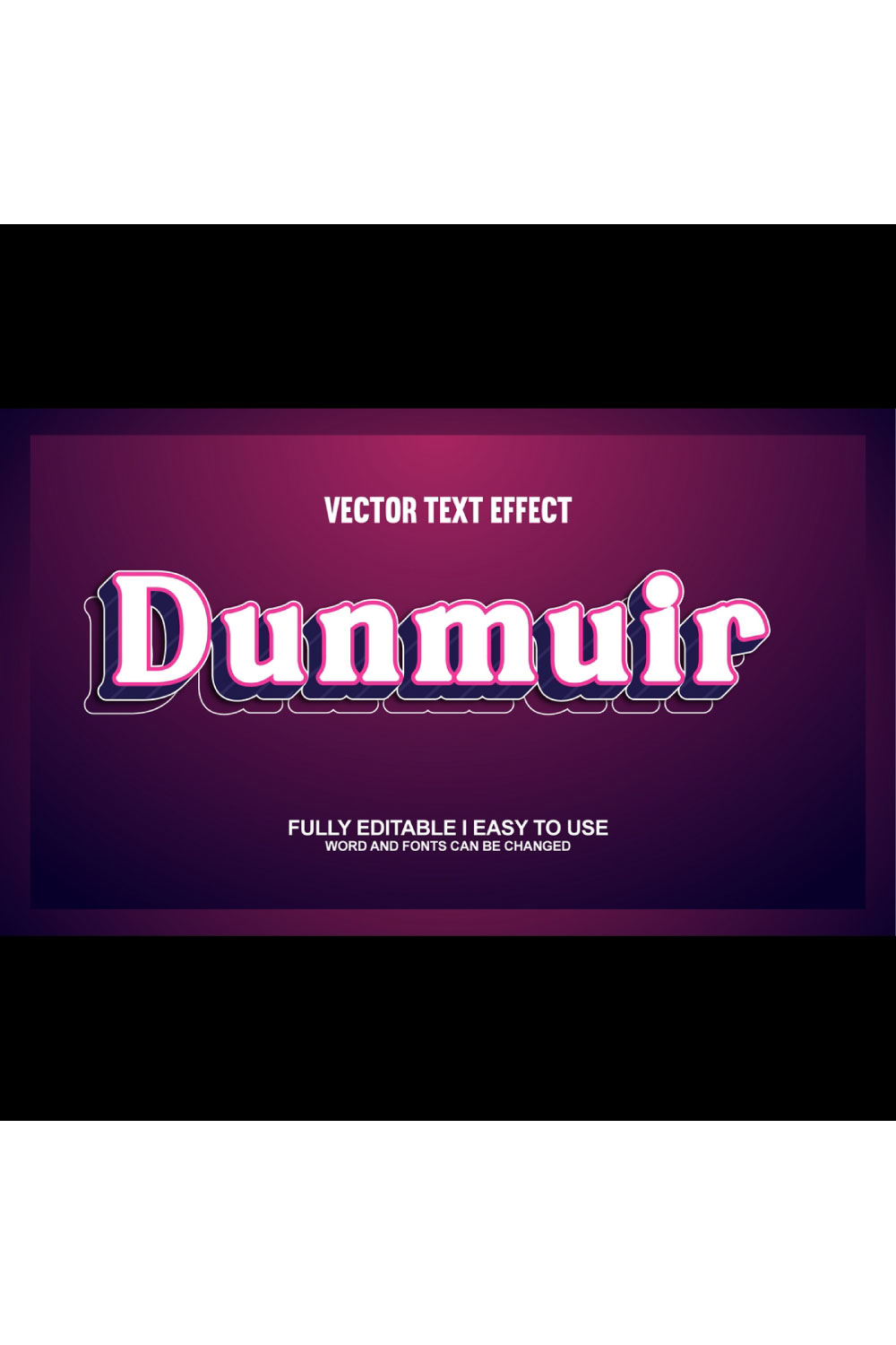 Fully Editable Vector 3D Text Effect pinterest preview image.