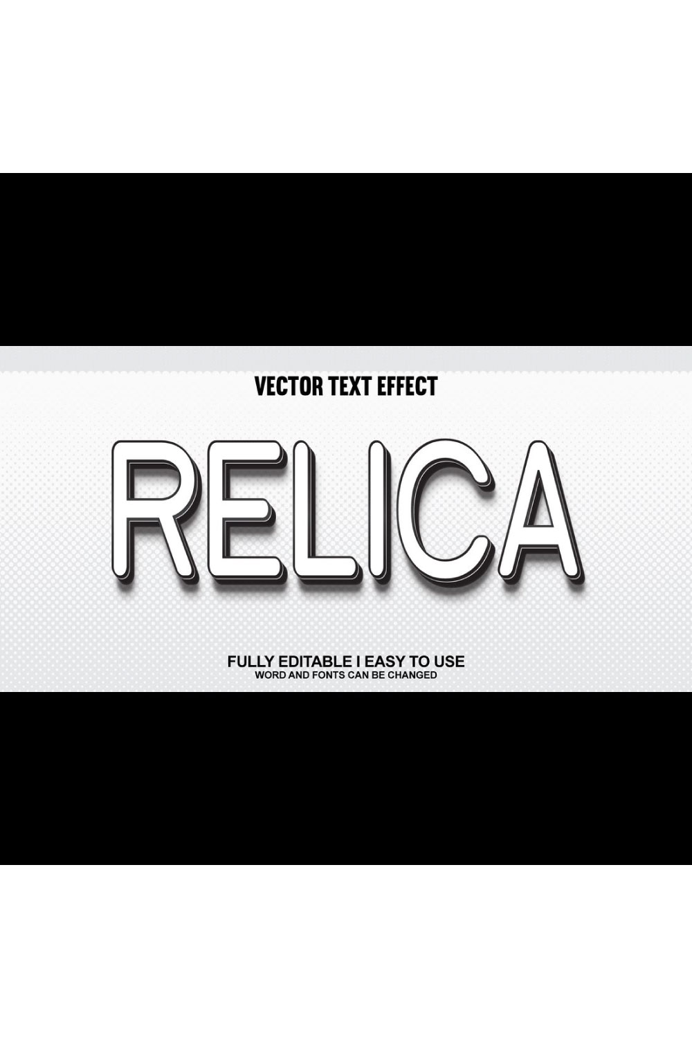 Fully Editable Vector 3D Text Effect pinterest preview image.