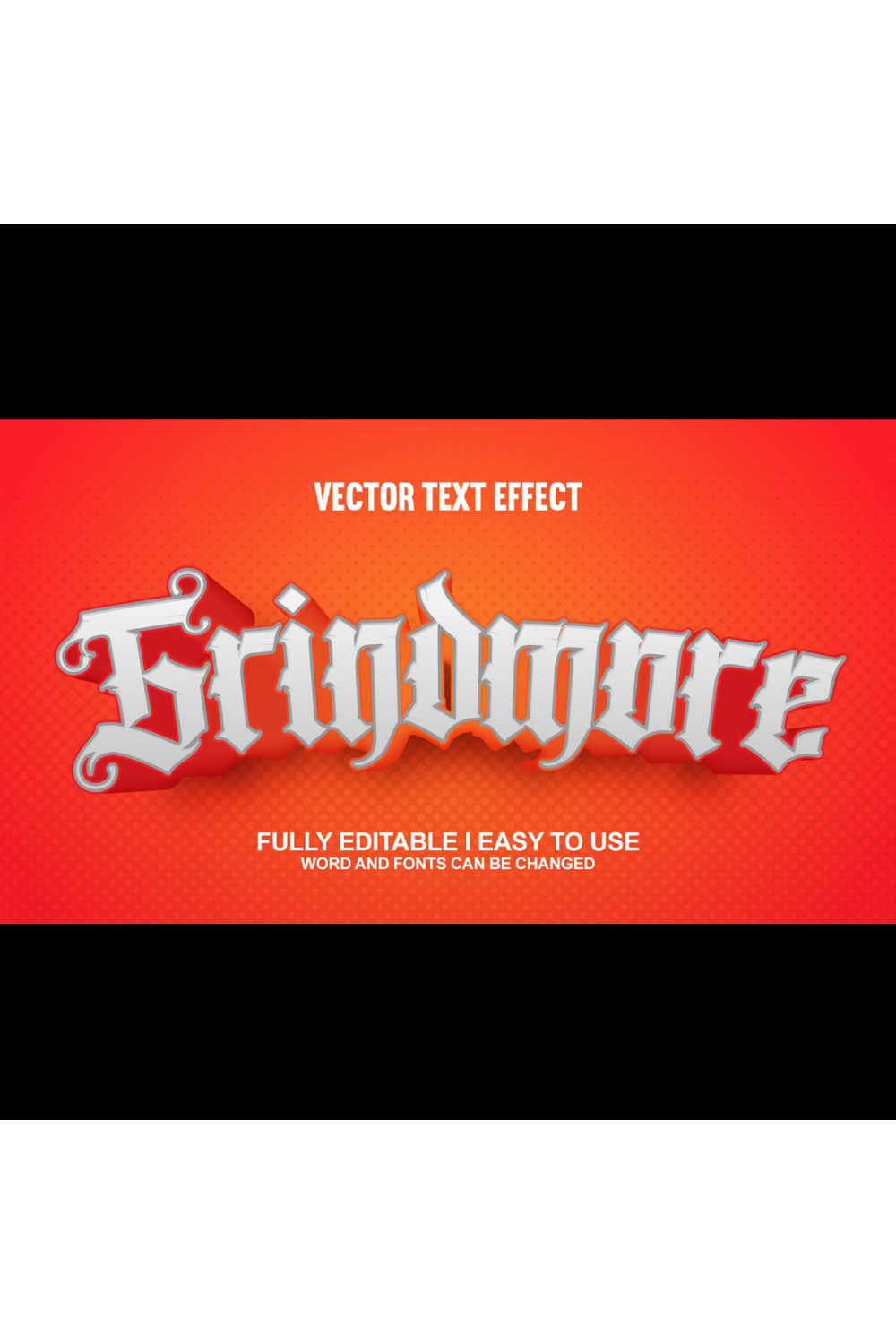 Fully Editable Vector 3D Text Effect pinterest preview image.