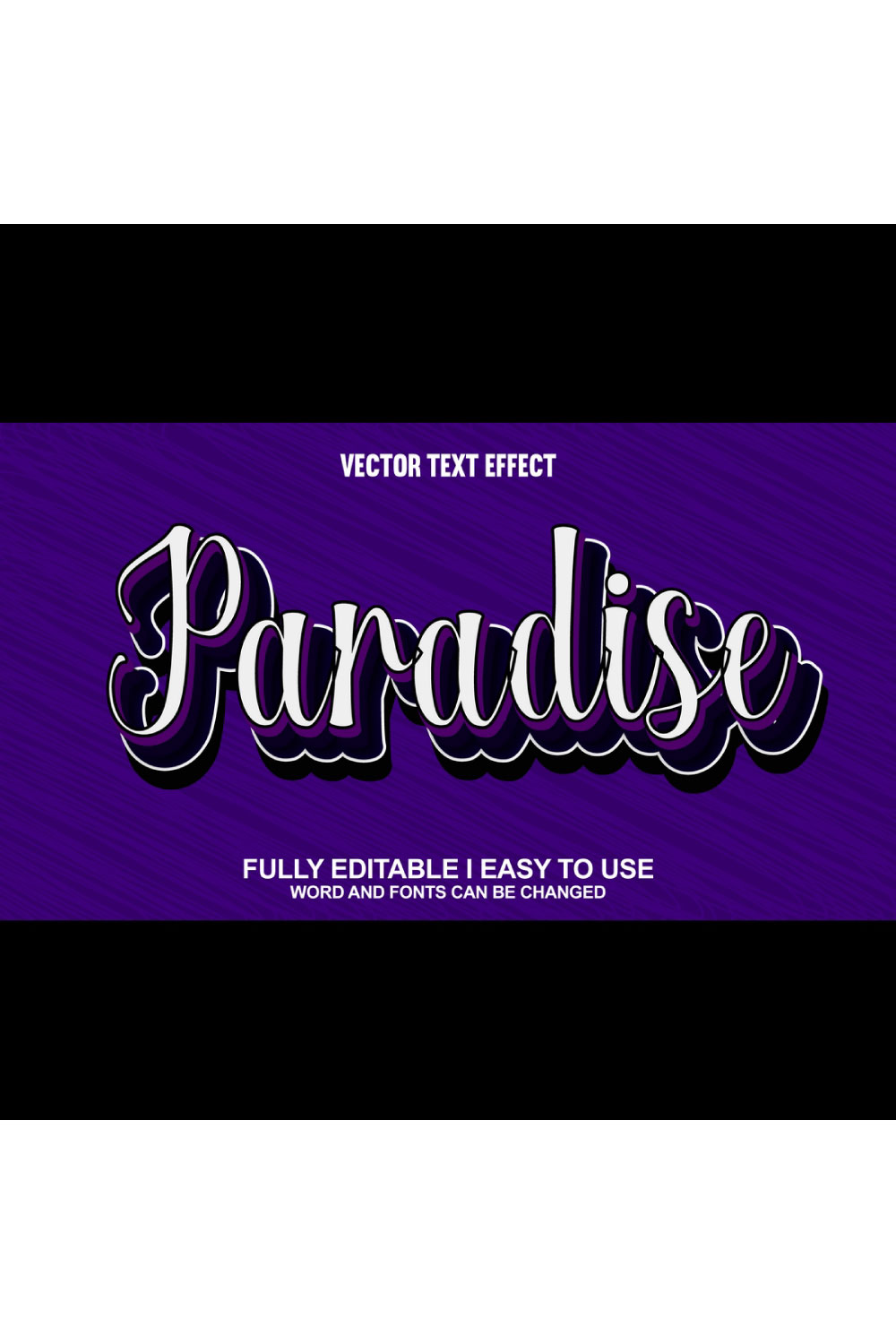 Fully Editable Vector 3D Text Effect pinterest preview image.