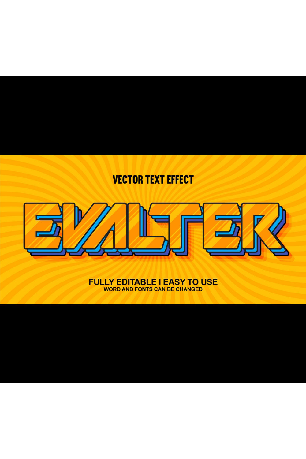 Fully Editable Vector 3D Text Effect pinterest preview image.